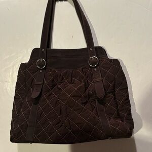 NWT Vera Bradley Pleated Brown Tote Bag Handbag Microfiber Espresso